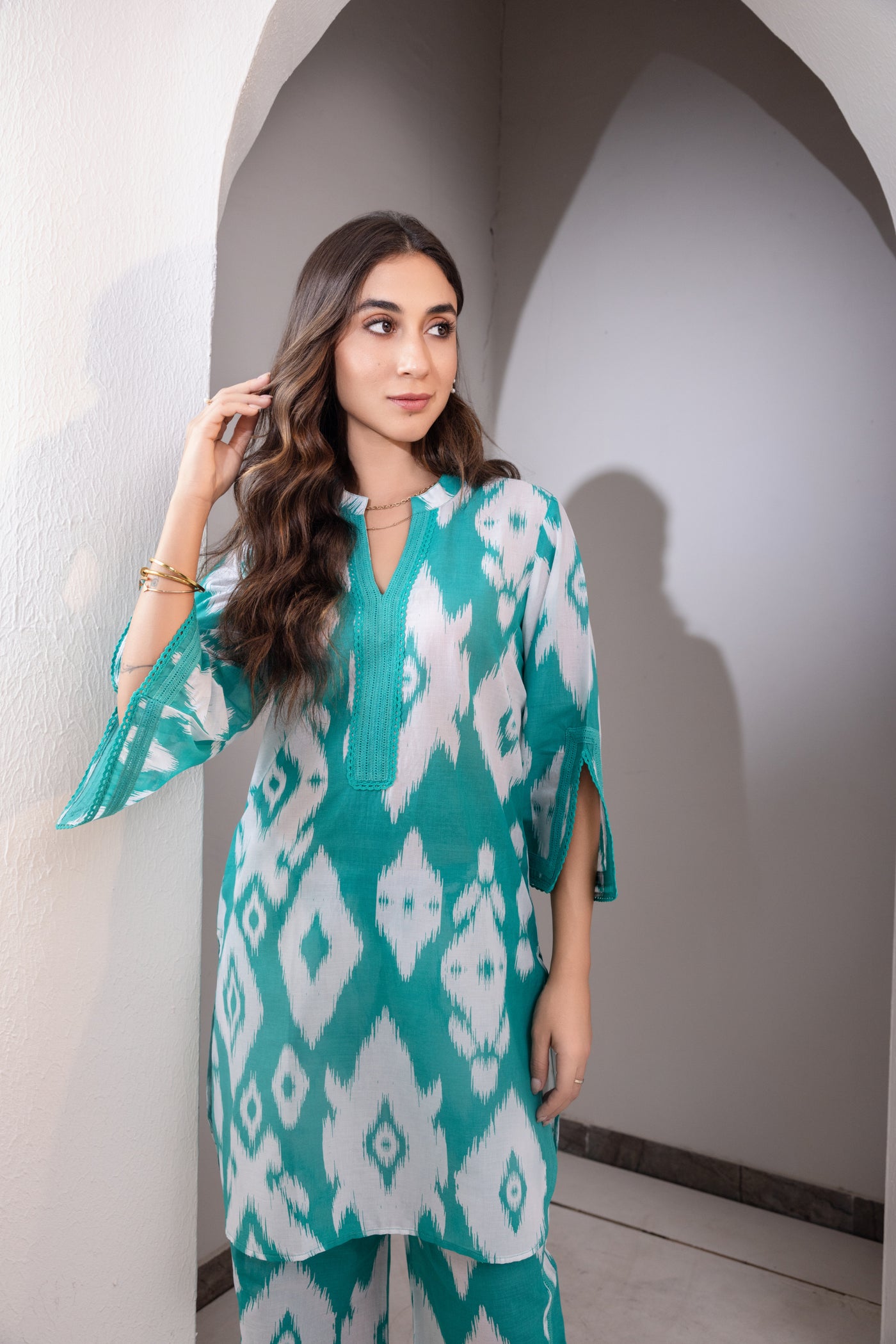 Emerald Green Ikat Cotton Co-ord Set