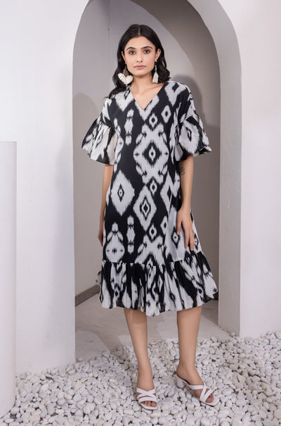 Midnight Black Ikat Dress