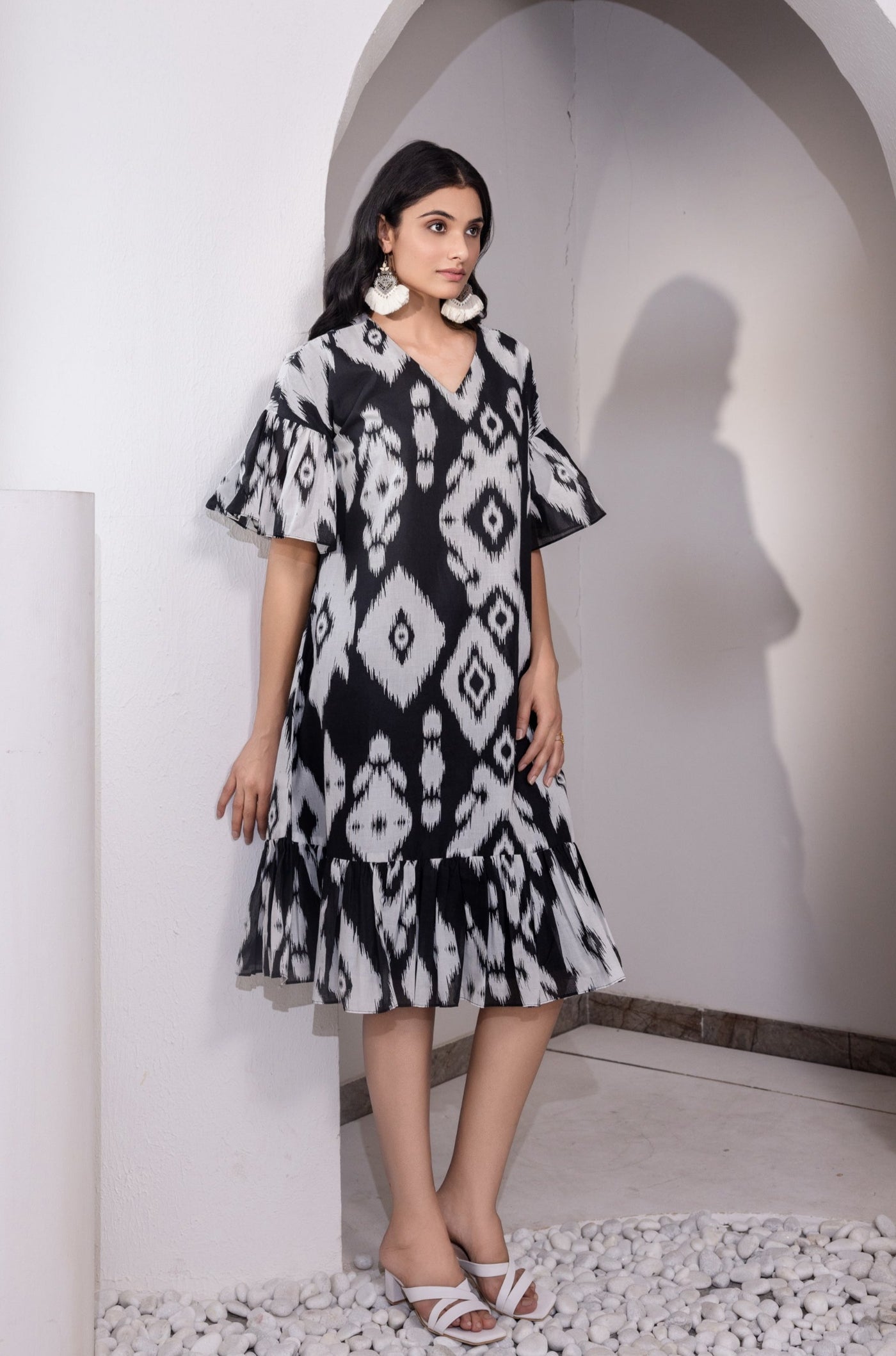 Midnight Black Ikat Dress