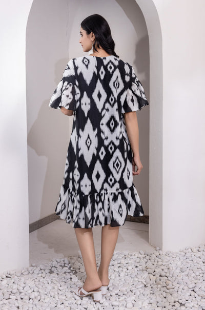 Midnight Black Ikat Dress