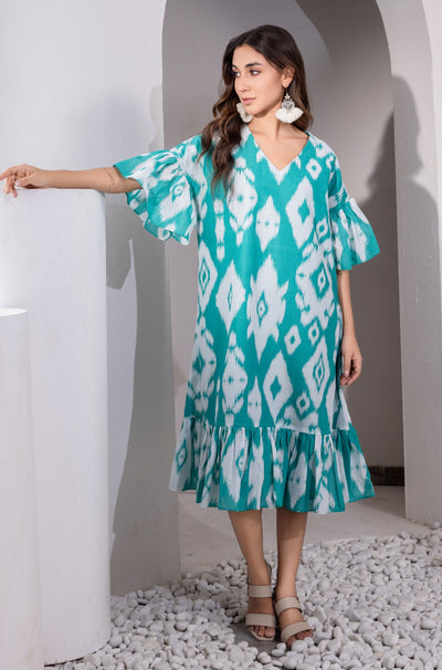 Emerald Envy Ikat Dress