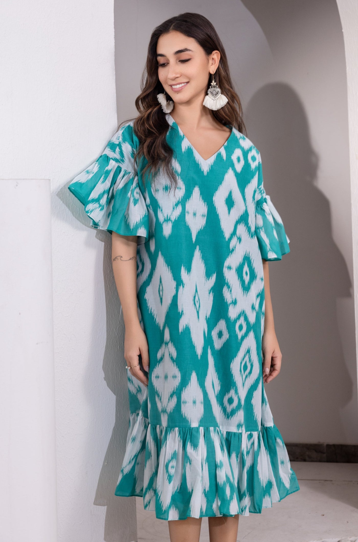 Emerald Envy Ikat Dress