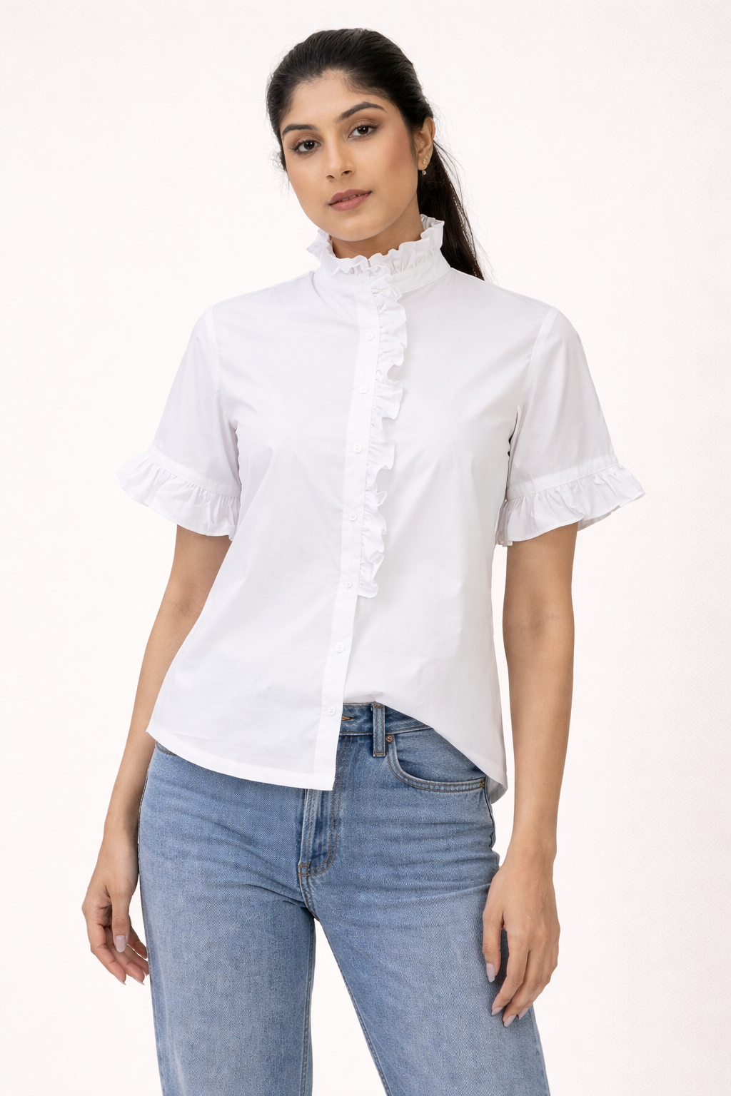 The Structured Ruffle White Shirt