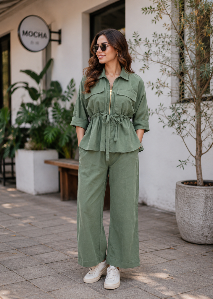 New Arrival - Alexis Olive Sage Cotton Linen Co-ord Set