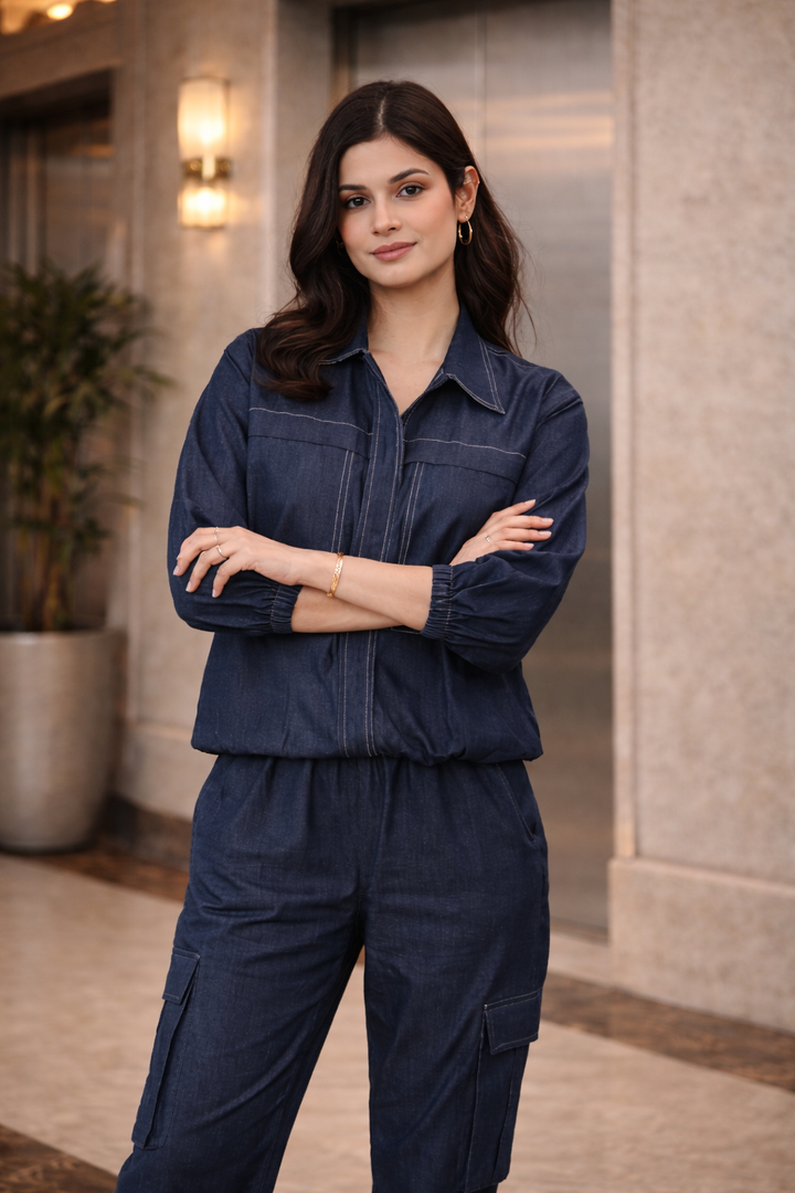 Alessia Denim Zip-Up Co-ord Set