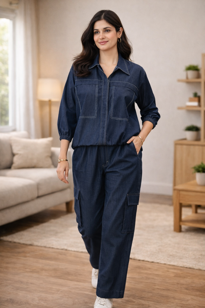 Alessia Denim Zip-Up Co-ord Set