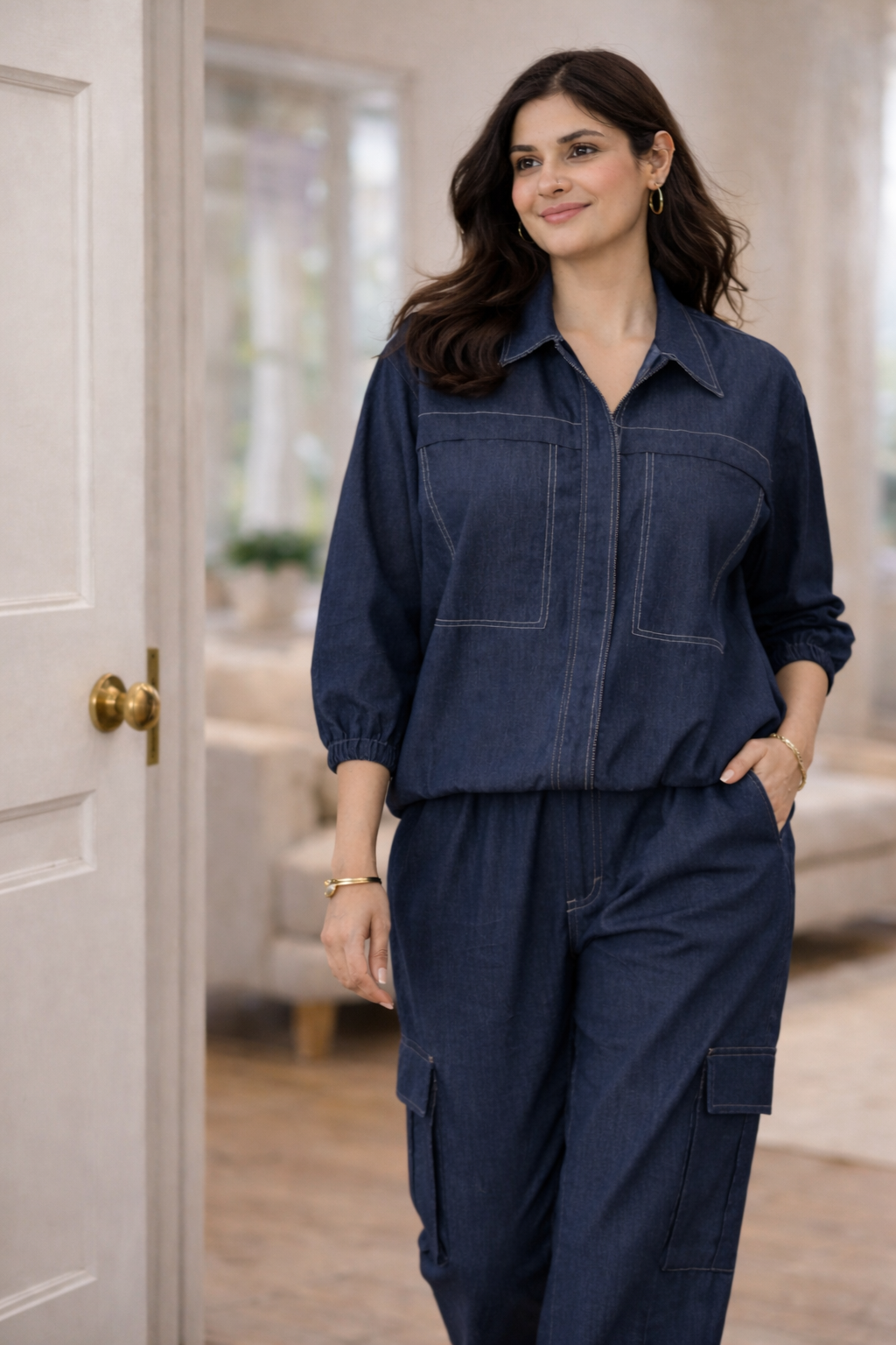 Alessia Denim Zip-Up Co-ord Set