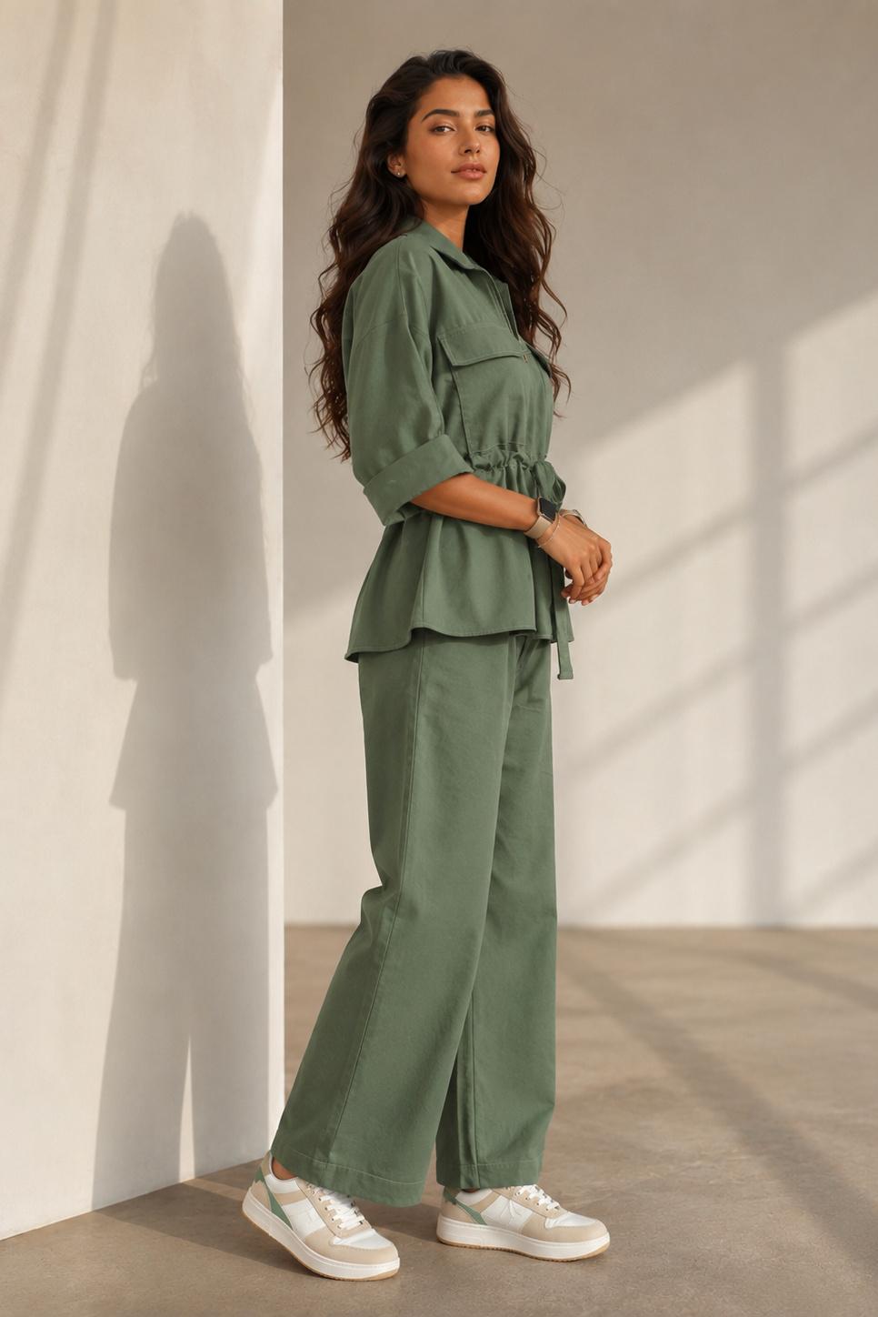 New Arrival - Alexis Olive Sage Cotton Linen Co-ord Set