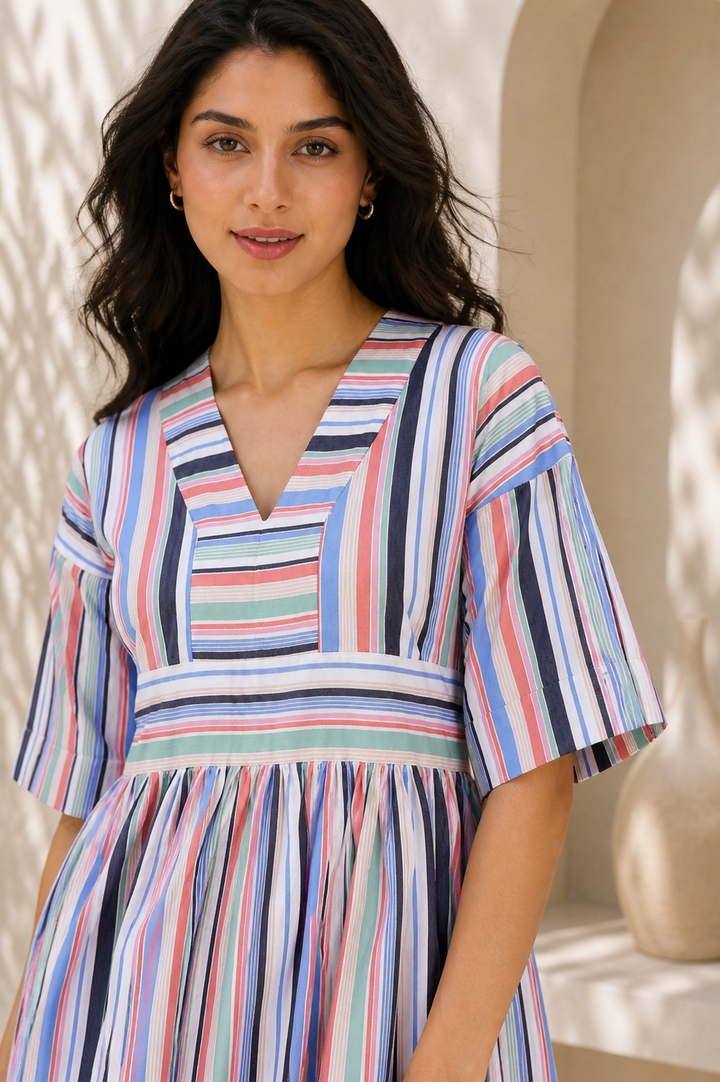 Amalfi Stripe Midi Dress