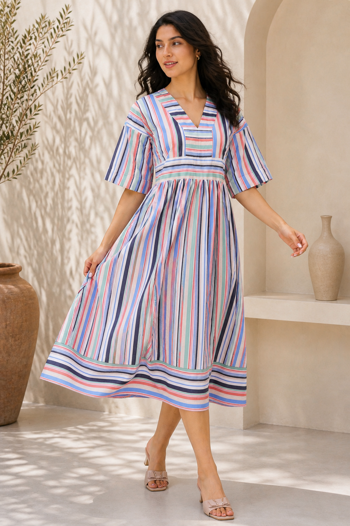 Amalfi Stripe Midi Dress
