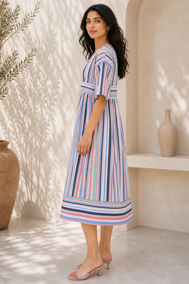Amalfi Stripe Midi Dress