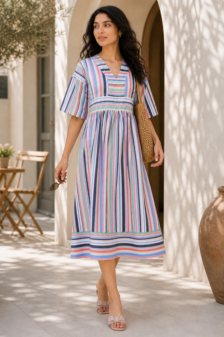Amalfi Stripe Midi Dress