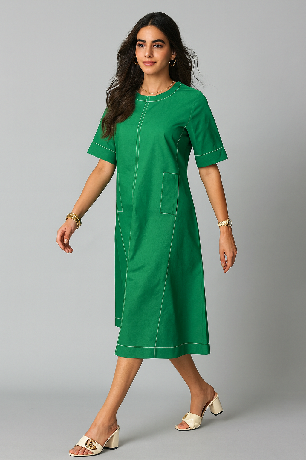 DENVER - THE GREEN STITCH DRESS