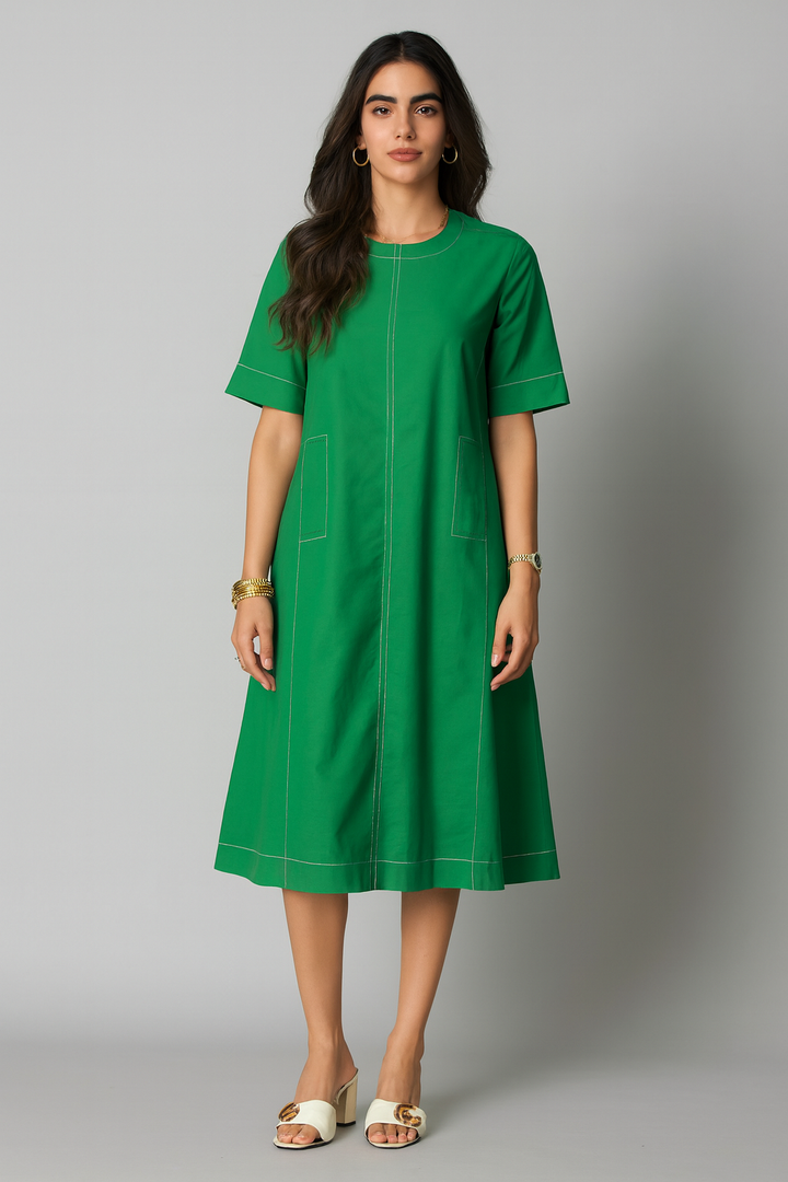 DENVER - THE GREEN STITCH DRESS