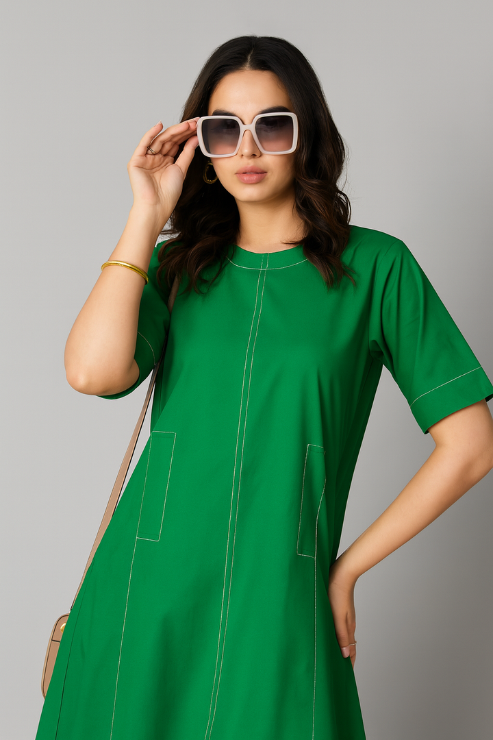DENVER - THE GREEN STITCH DRESS