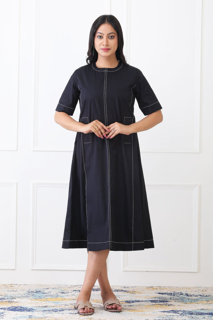LAYA - THE BLACK STITCH DRESS