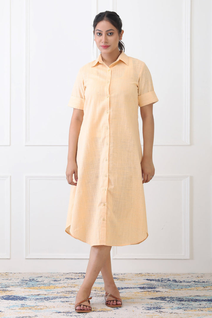 SOPHIE YELLOW COTTON SHIRT DRESS