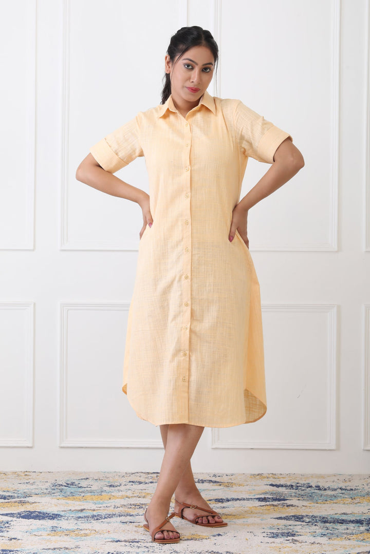 SOPHIE YELLOW COTTON SHIRT DRESS