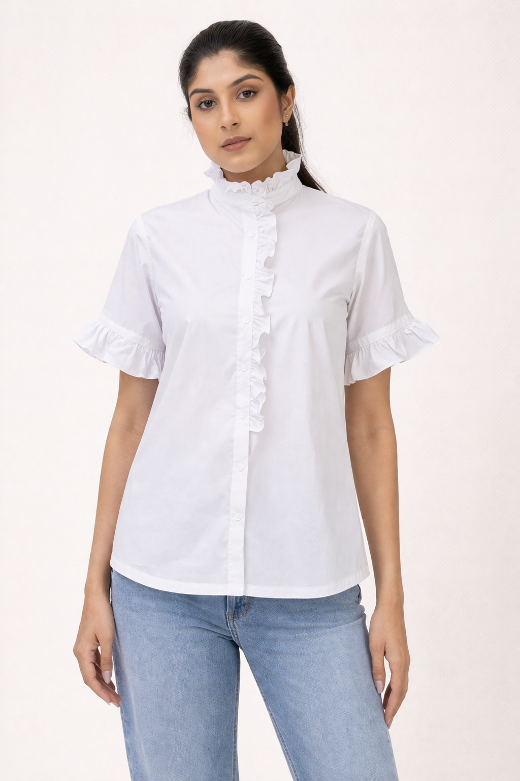 The Structured Ruffle White Shirt