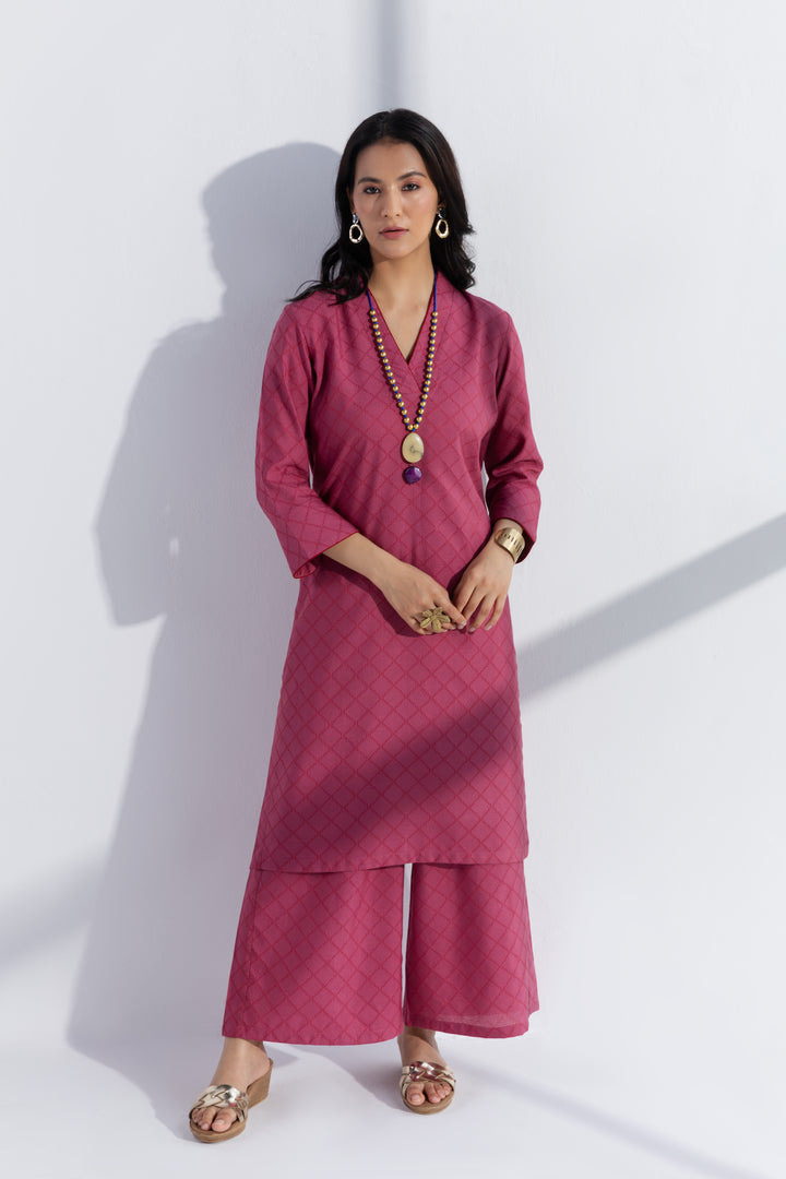 BHAVYA- Violet-Red Co-ord Set in cotton