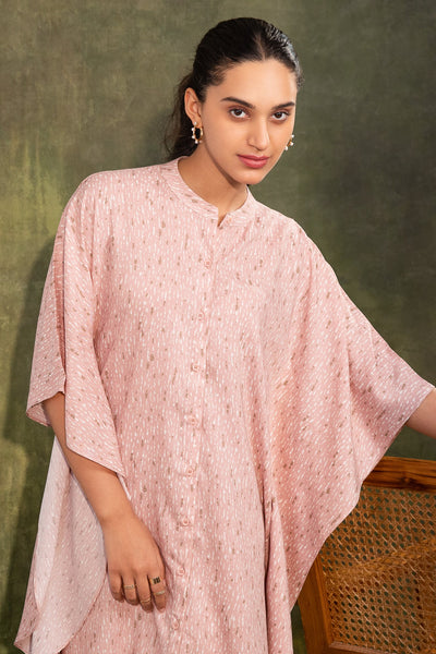 BLUSH - Pink Kaftan Set in Soft Rayon-Cotton fabric