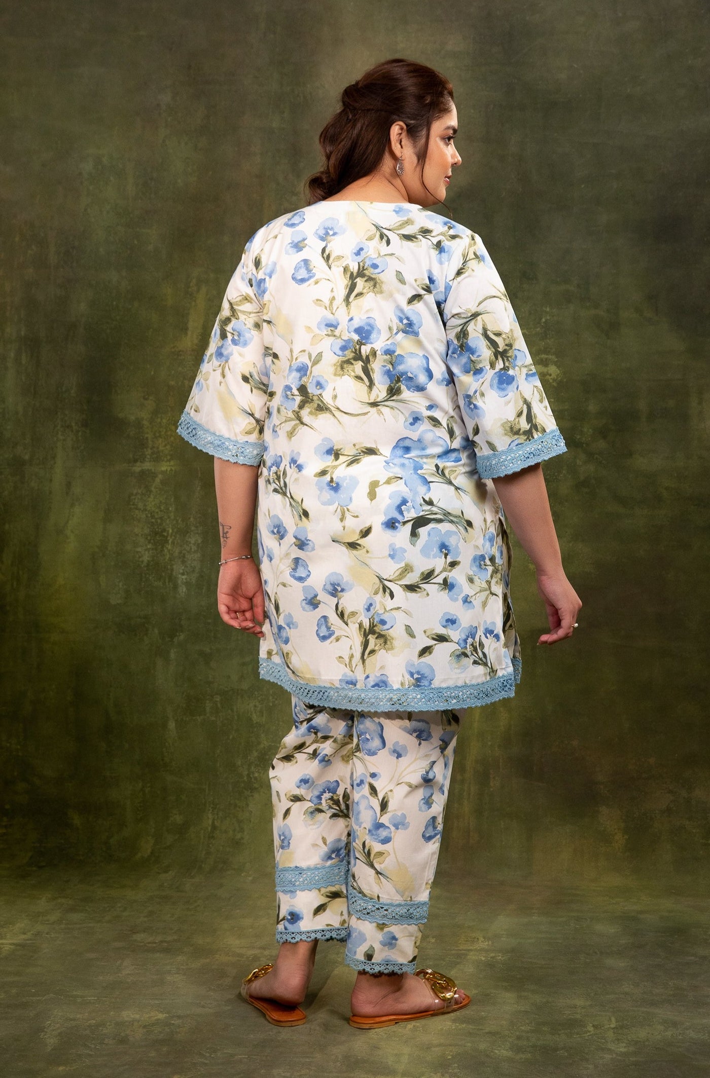 BLUE BLOSSOM - Co-ord set in printed cotton poplin