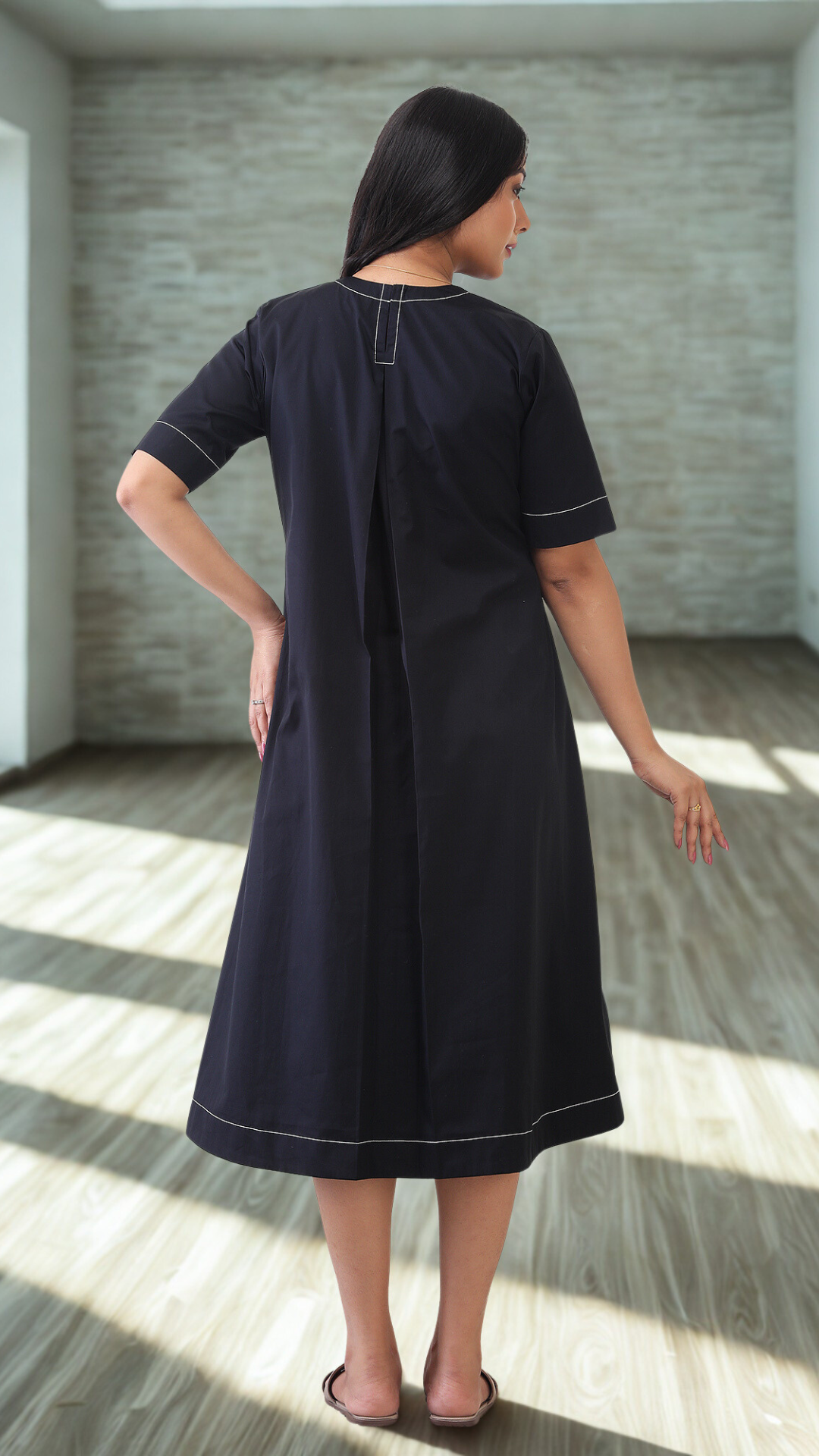 LAYA - THE BLACK STITCH DRESS