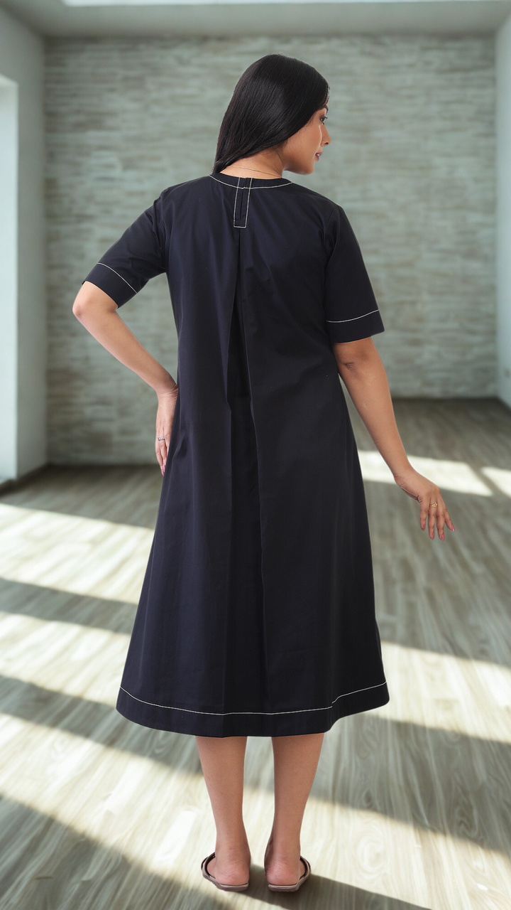 LAYA - THE BLACK STITCH DRESS