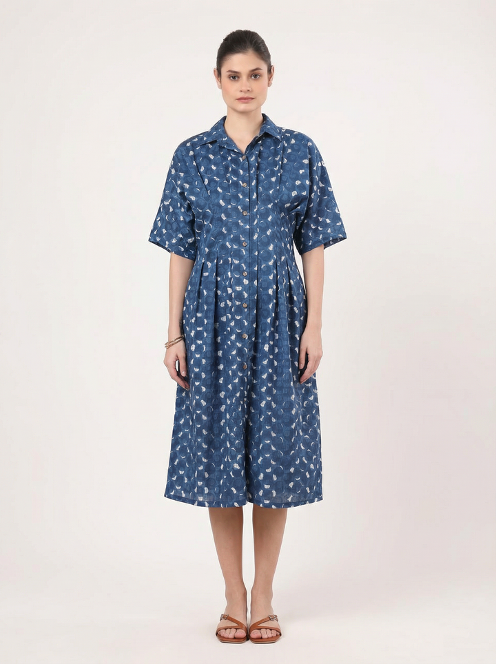 Indigo Crescent Shirt Dress