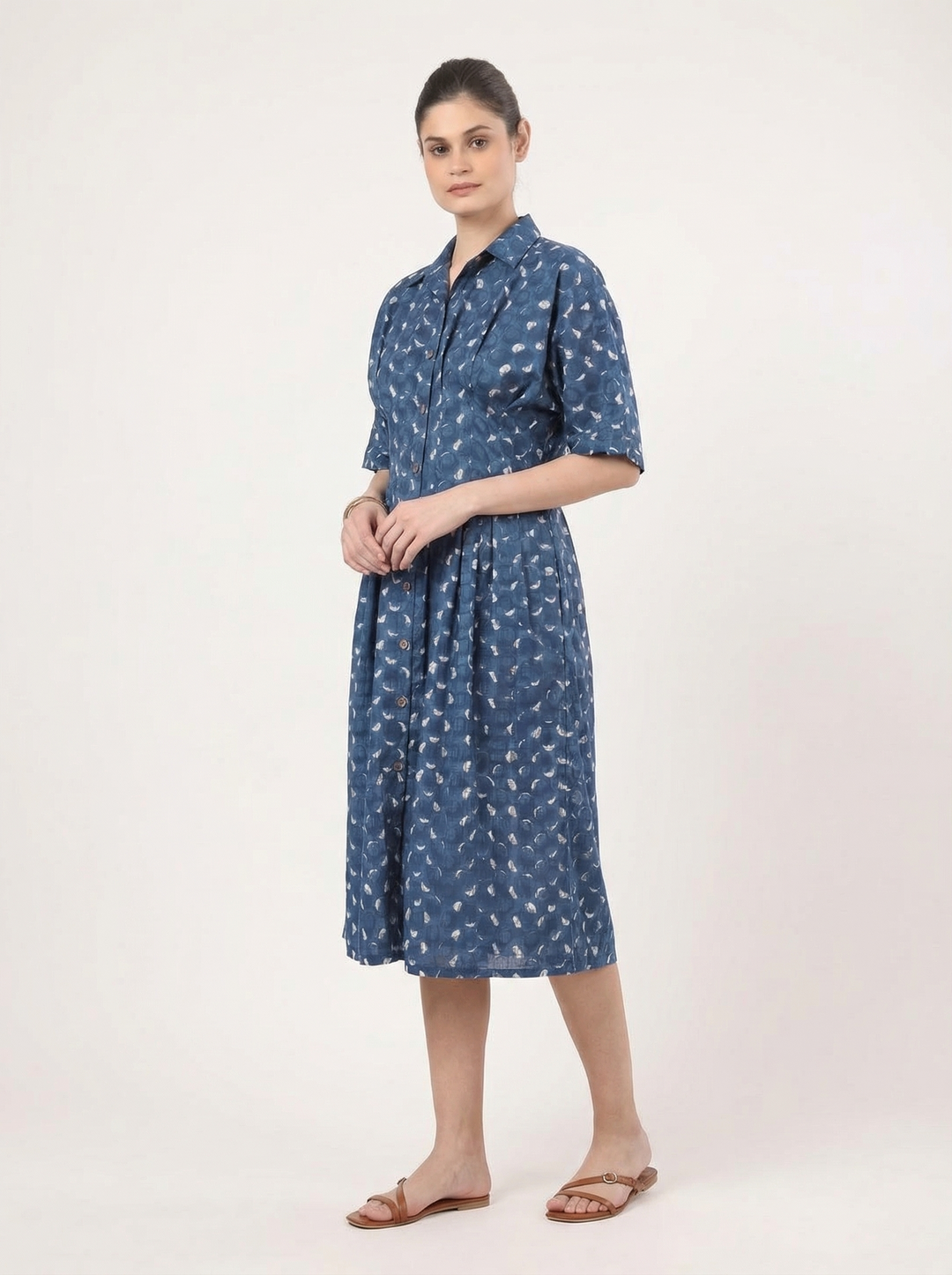 Indigo Crescent Shirt Dress