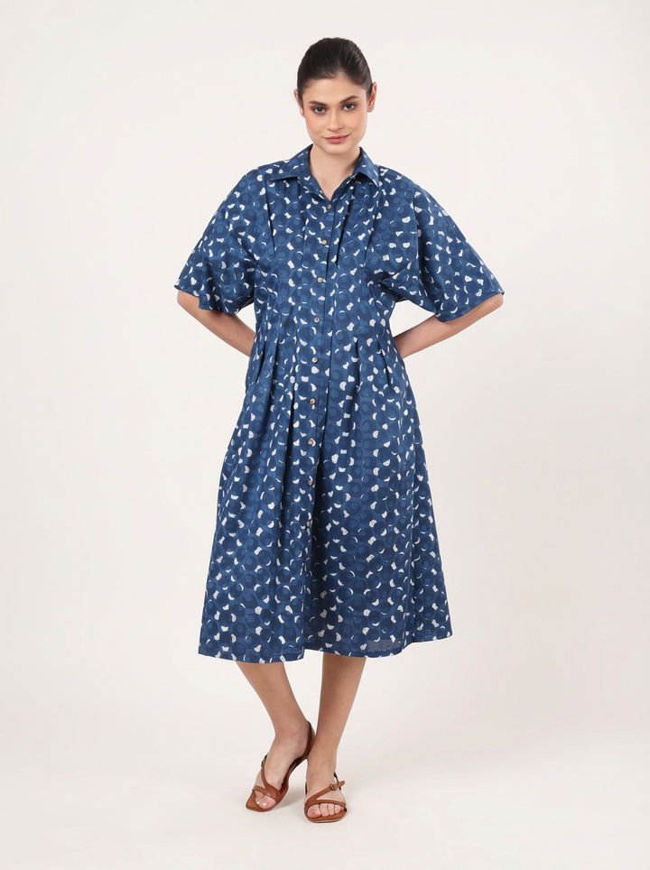 Indigo Crescent Shirt Dress