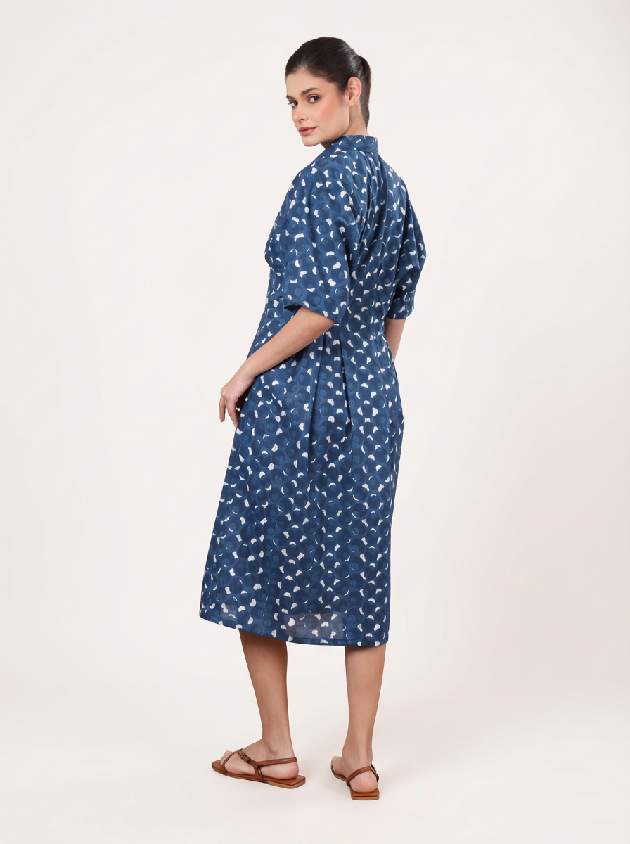 Indigo Crescent Shirt Dress