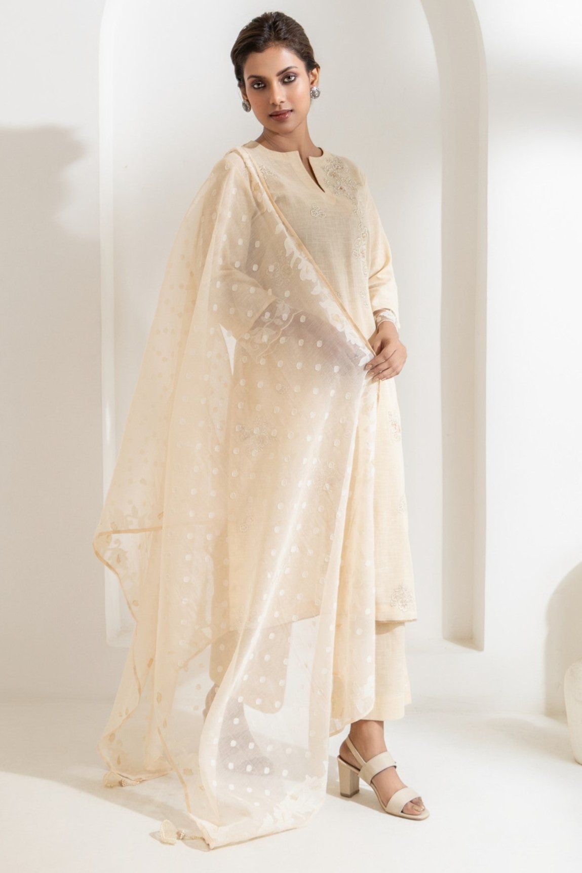 Afsana - Embroidered Cotton Linen Set