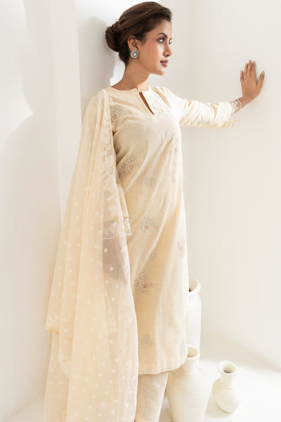 Afsana - Embroidered Cotton Linen Set