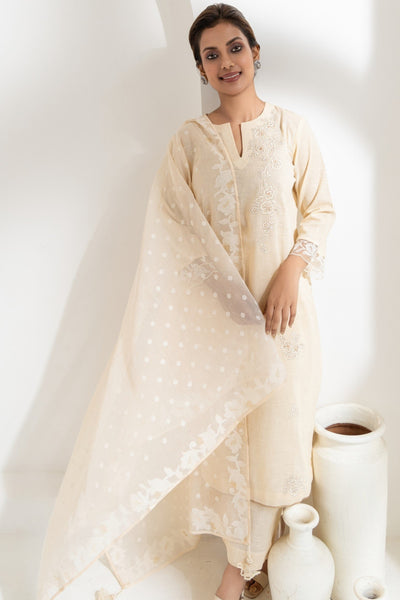 Afsana - Embroidered Cotton Linen Set