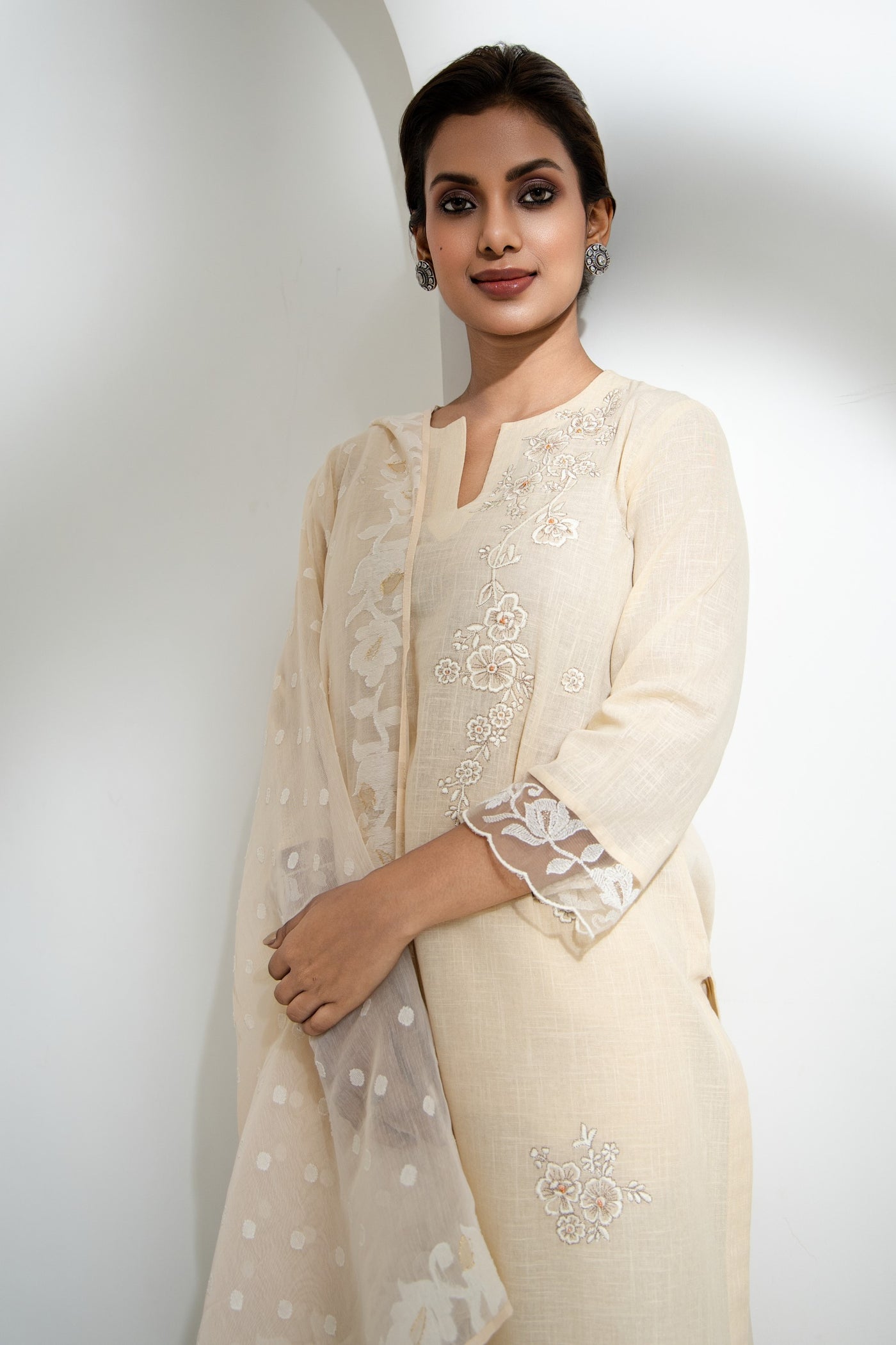 Afsana - Embroidered Cotton Linen Set