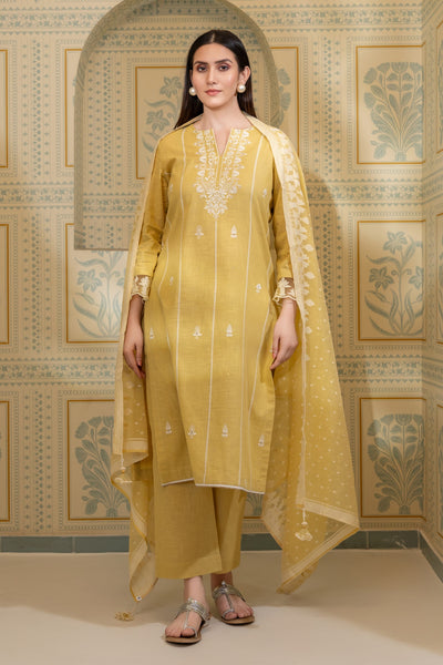 Saira - Embroidered Cotton Linen Set