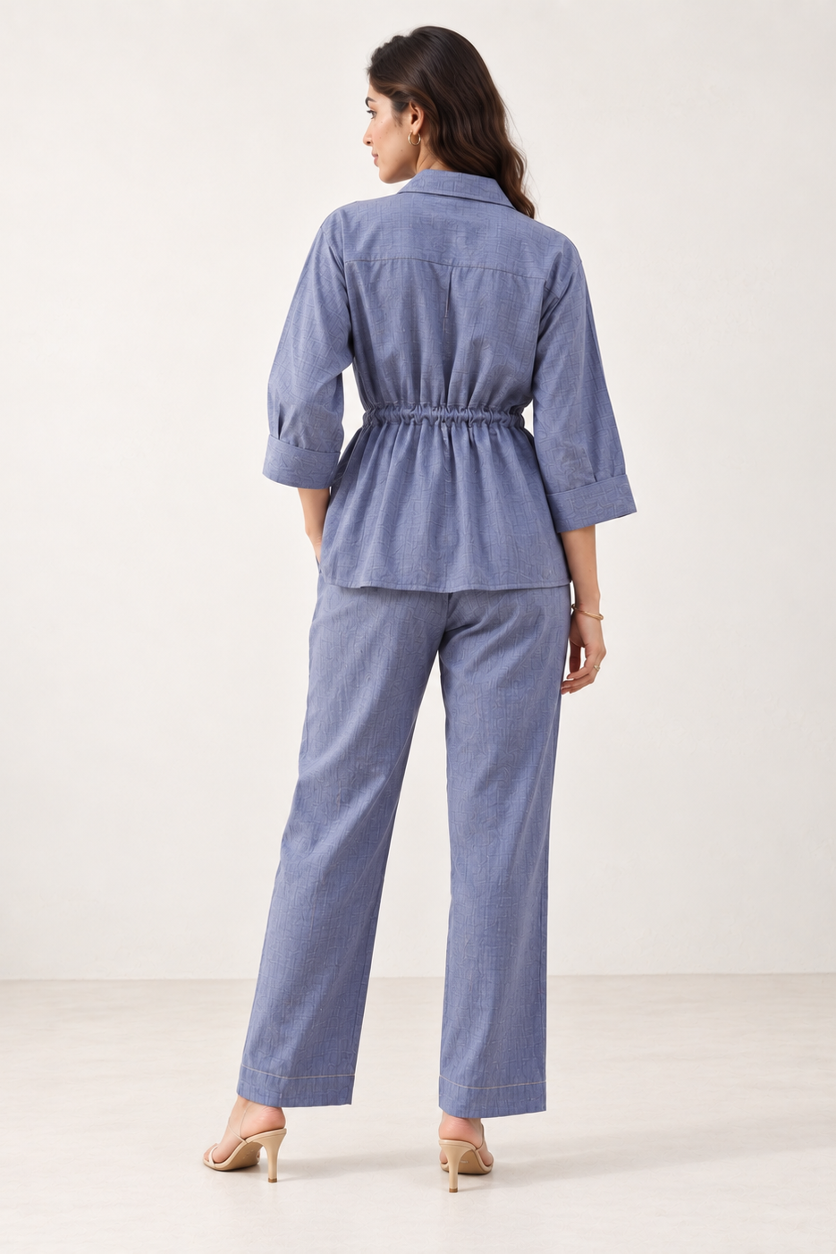 Woman wearing the Alexis Denim Chambray Co-ord Set, view 5