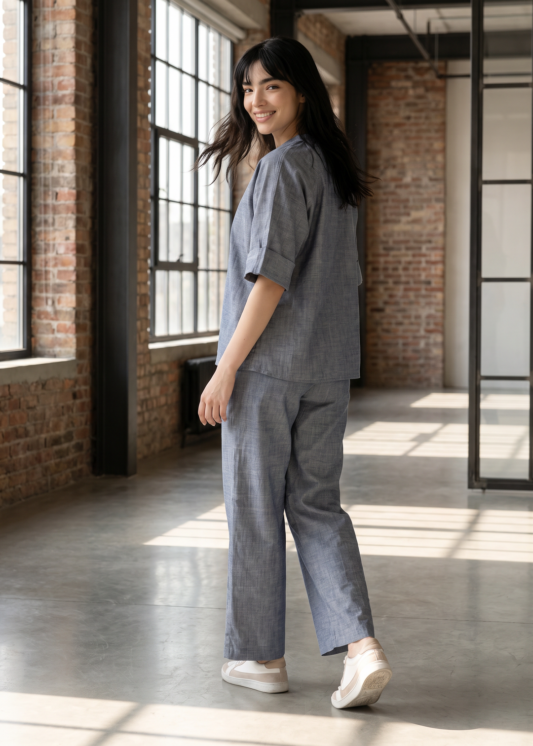 Back view of the Margot cotton-linen co-ord set