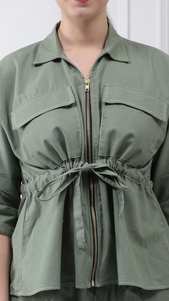 New Arrival - Alexis Olive Sage Cotton Linen Co-ord Set