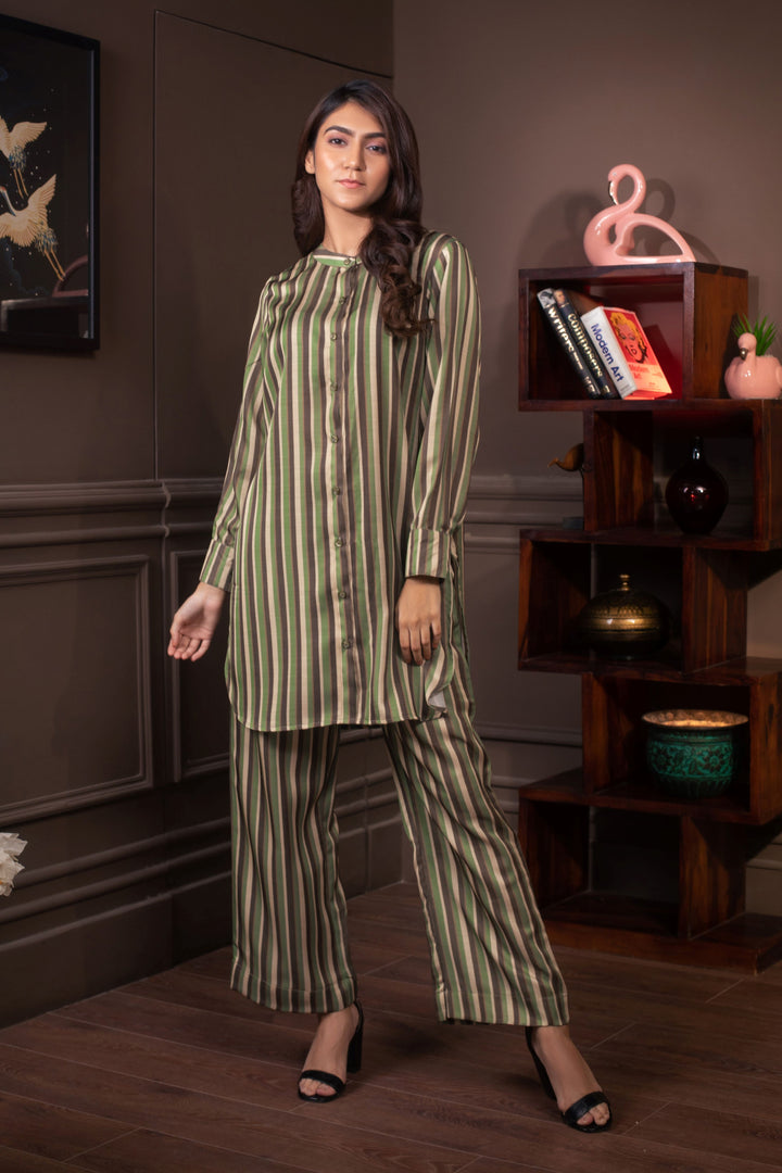 OLIVIA - Graceful Stripes Coord in Modal Silk