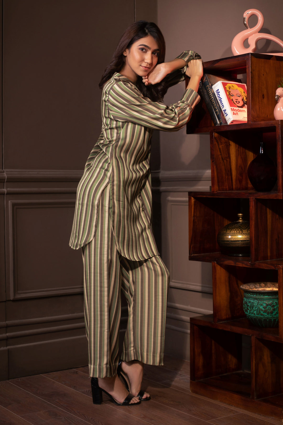 OLIVIA - Graceful Stripes Coord in Modal Silk